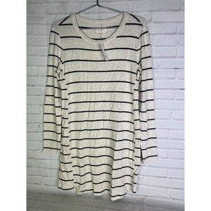 Lou & Grey Striped Knit Long Sleeve Tunic Shirt Dress Womens Size M